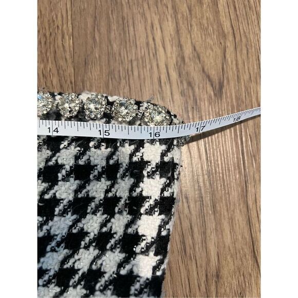 LDT RILEY STRAPLESS FLOUNCE TWEED MINI DRESS Black and White Houndstooth size 4 - Picture 9 of 10
